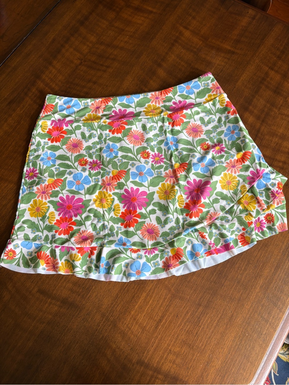 Lime Ricki Multicolor Floral Ruffle Hem Swim Skirt XL womens